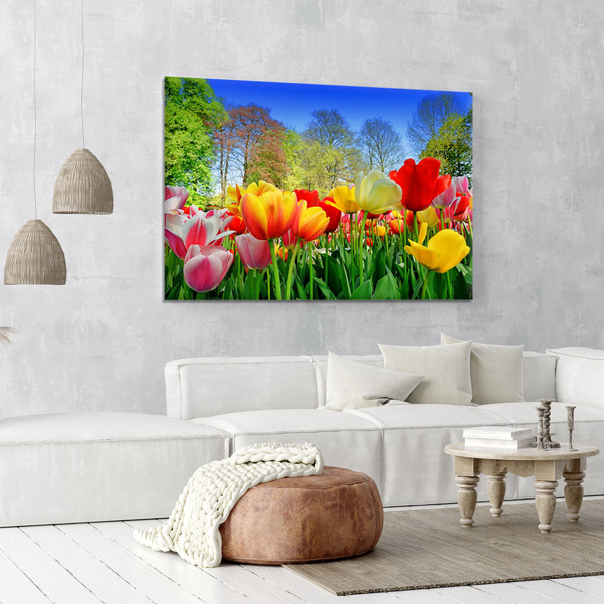 Fresh multicolored tulips in a spring park Canvas Print or Poster - Canvas Art Rocks - 6