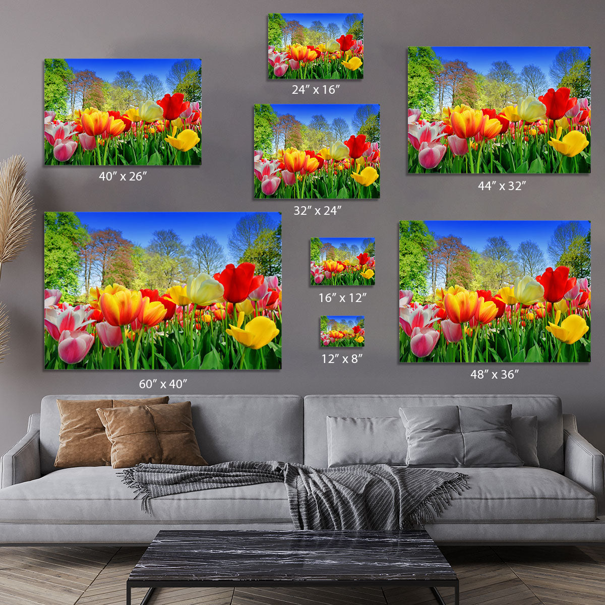 Fresh multicolored tulips in a spring park Canvas Print or Poster - Canvas Art Rocks - 7