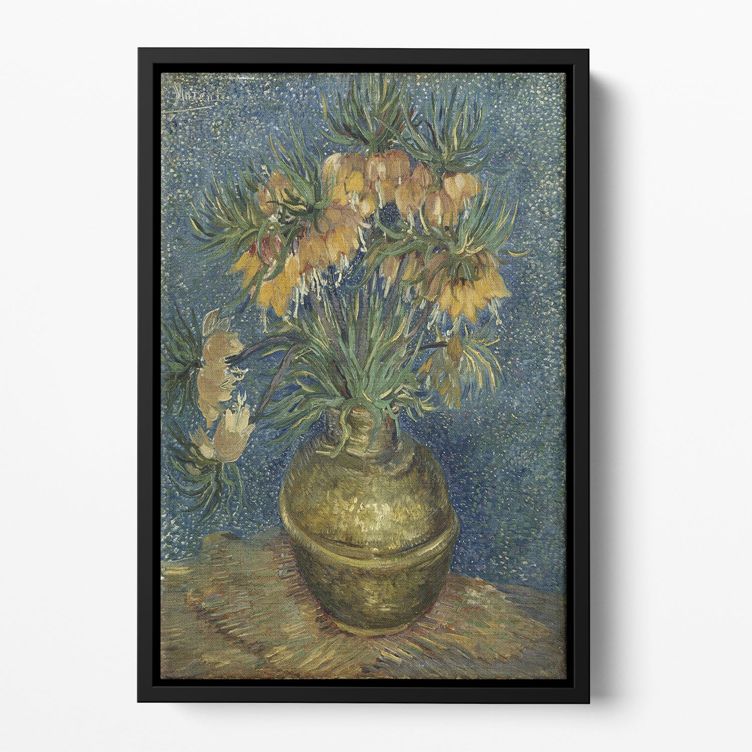 Fritillaries in a Copper Vase Floating Framed Canvas