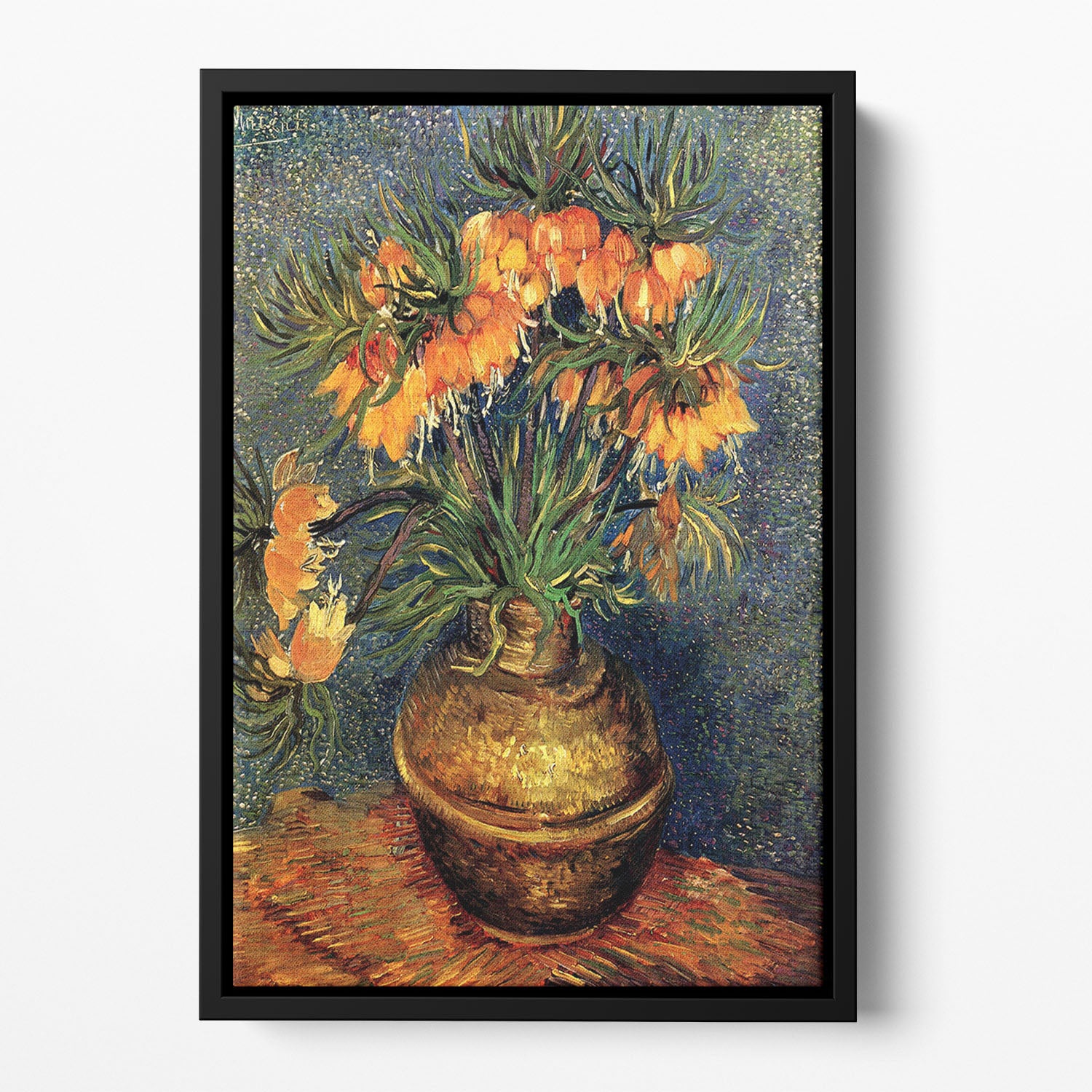 Fritillaries in a Copper Vase by Van Gogh Floating Framed Canvas