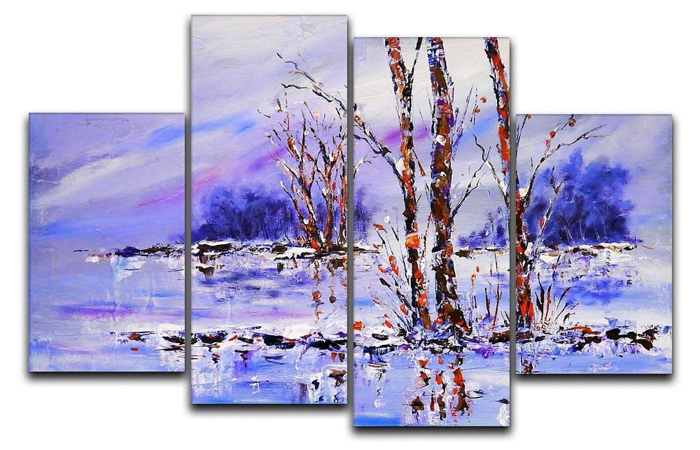 Frozen Tree Painting 4 Split Panel Canvas  - Canvas Art Rocks - 1
