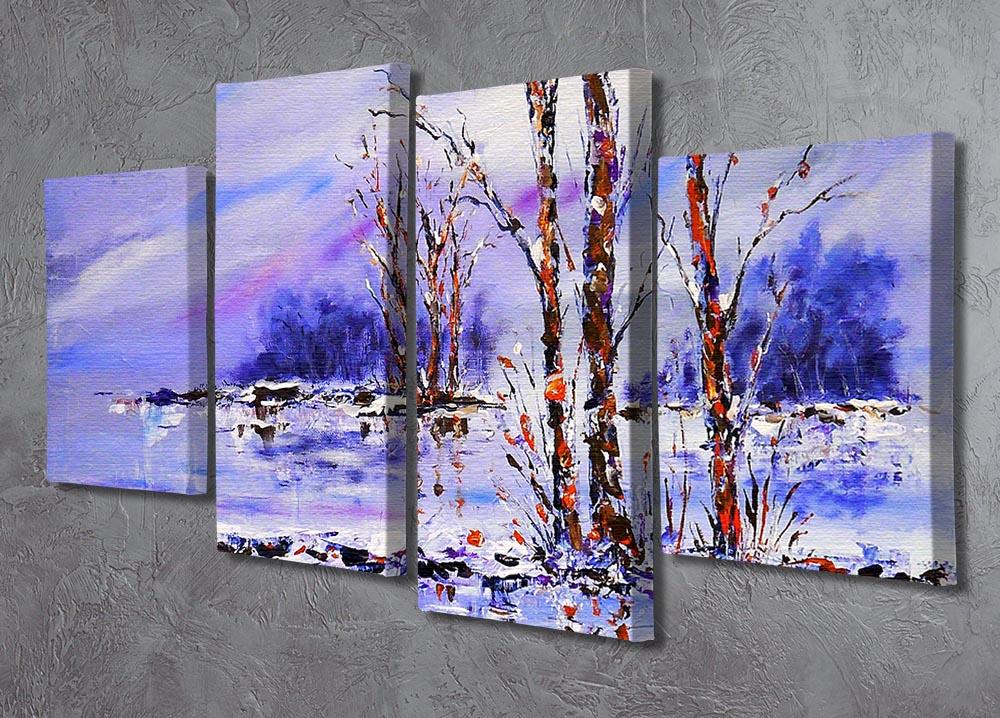 Frozen Tree Painting 4 Split Panel Canvas - Canvas Art Rocks - 2