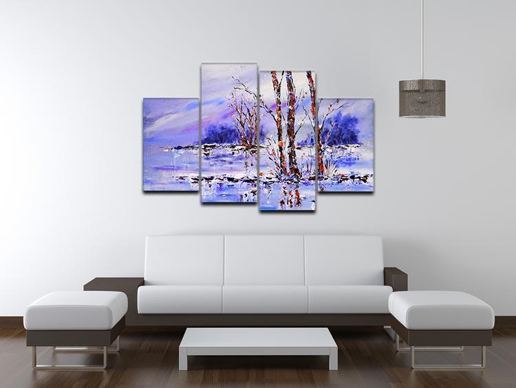 Frozen Tree Painting 4 Split Panel Canvas - Canvas Art Rocks - 3