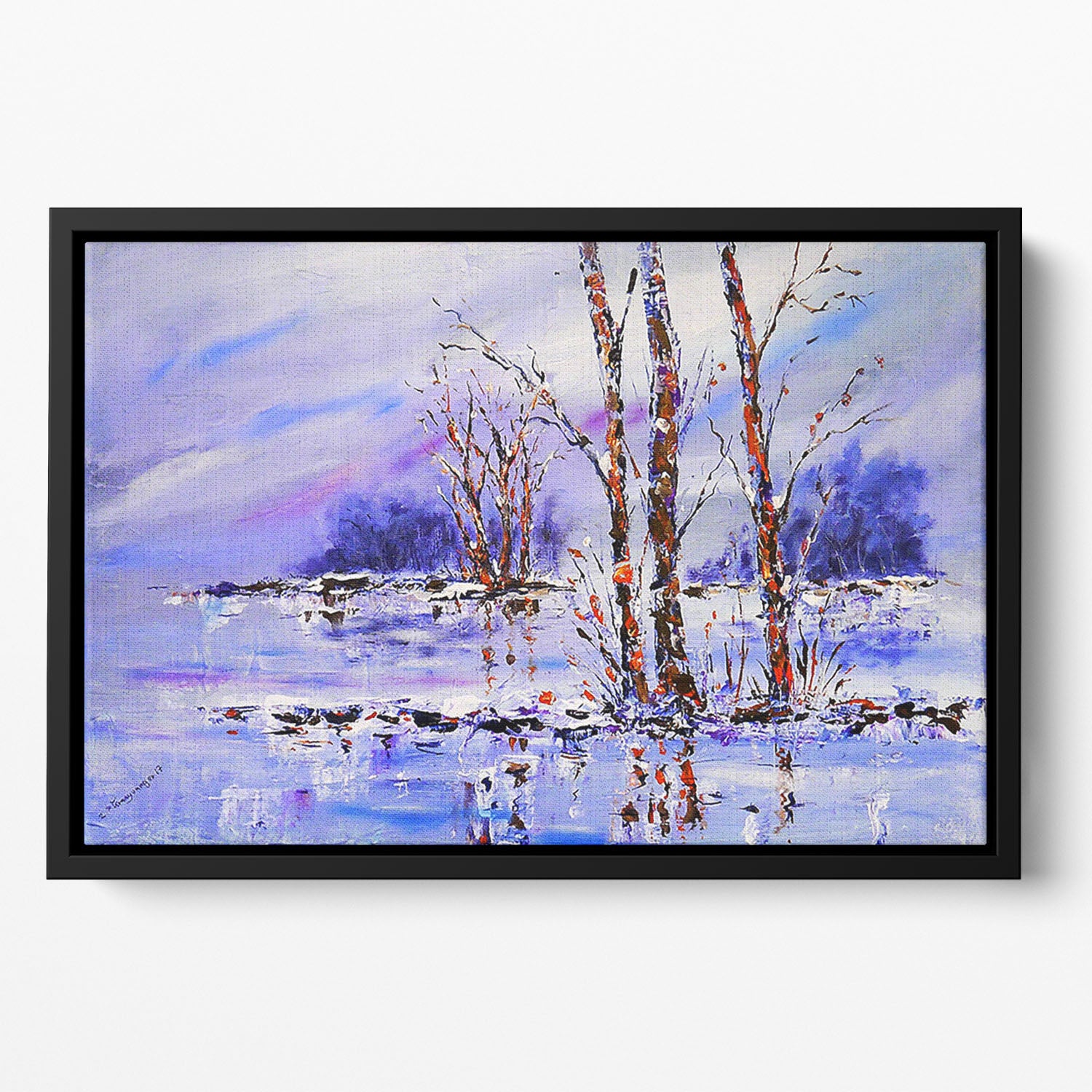 Frozen Tree Painting Floating Framed Canvas