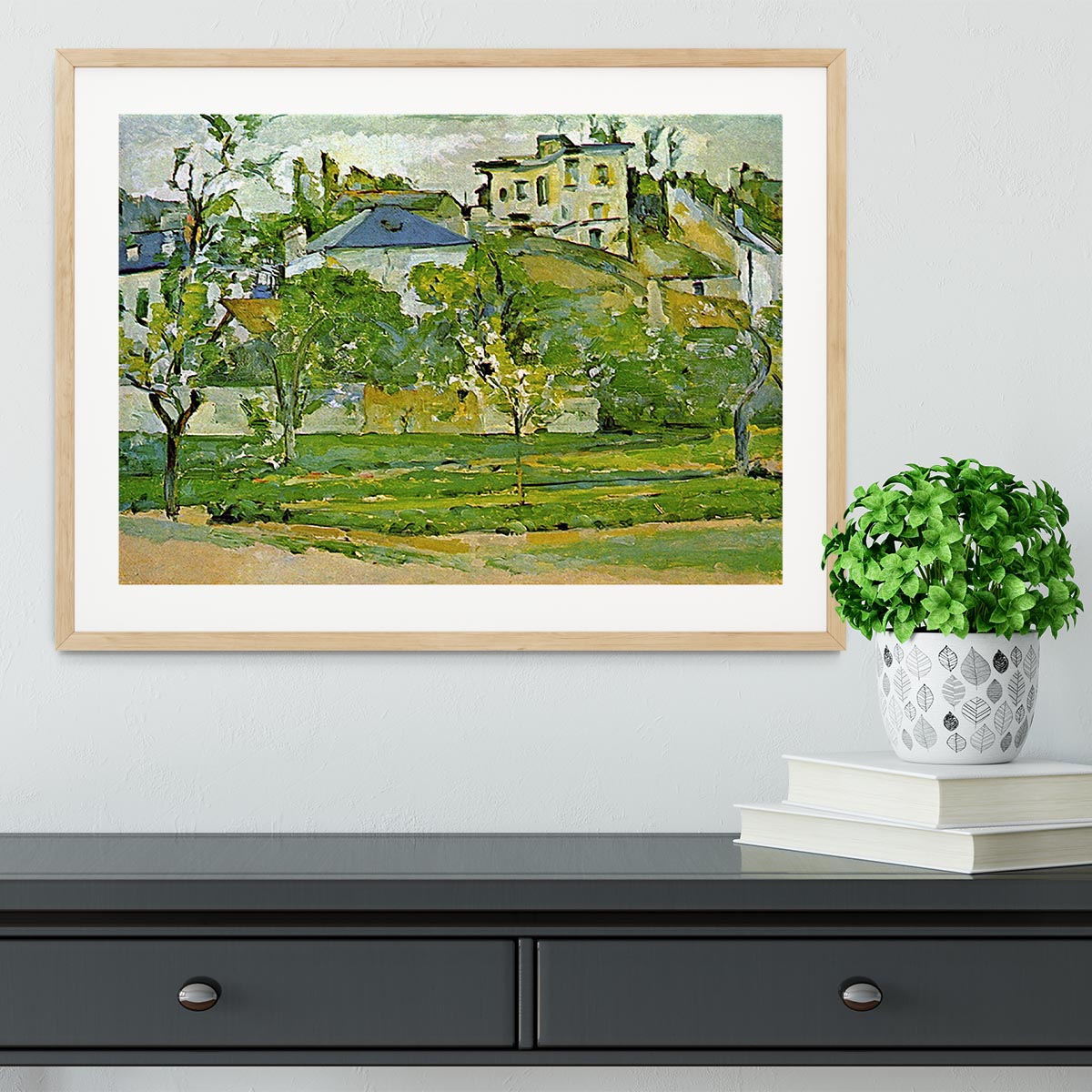 Fruit garden in Pontoise by Cezanne Framed Print - Canvas Art Rocks - 3