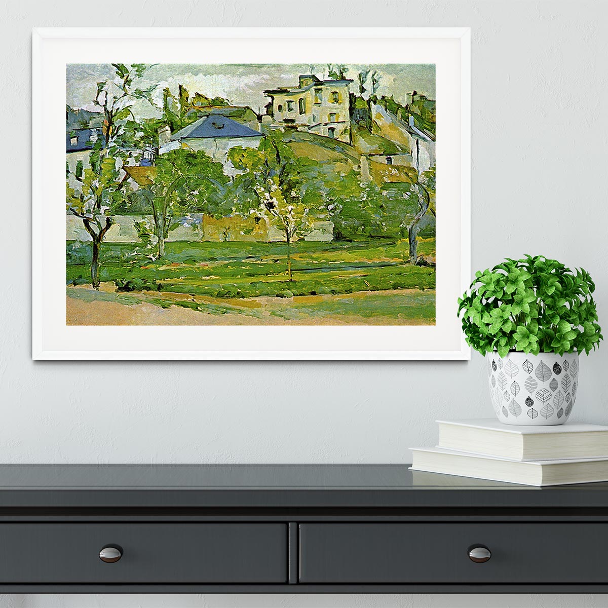 Fruit garden in Pontoise by Cezanne Framed Print - Canvas Art Rocks - 5