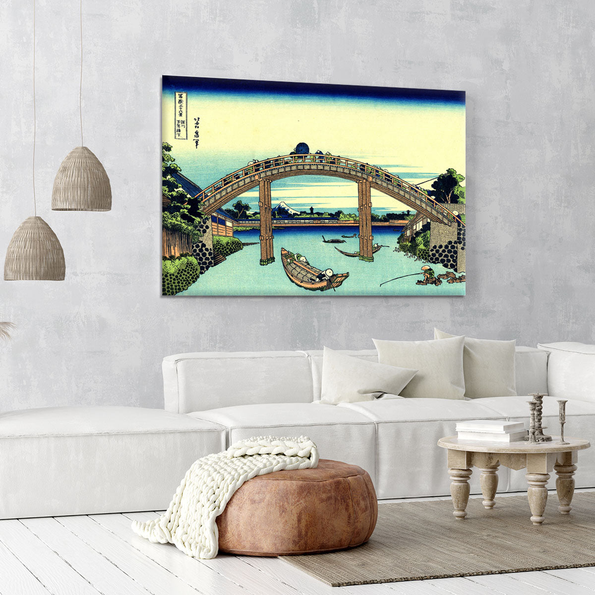 Fuji seen through the Mannen bridge by Hokusai Canvas Print or Poster - Canvas Art Rocks - 6