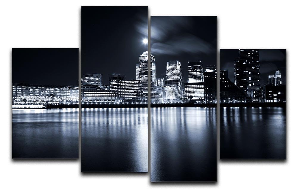 Full moon over London skyscrapers 4 Split Panel Canvas  - Canvas Art Rocks - 1
