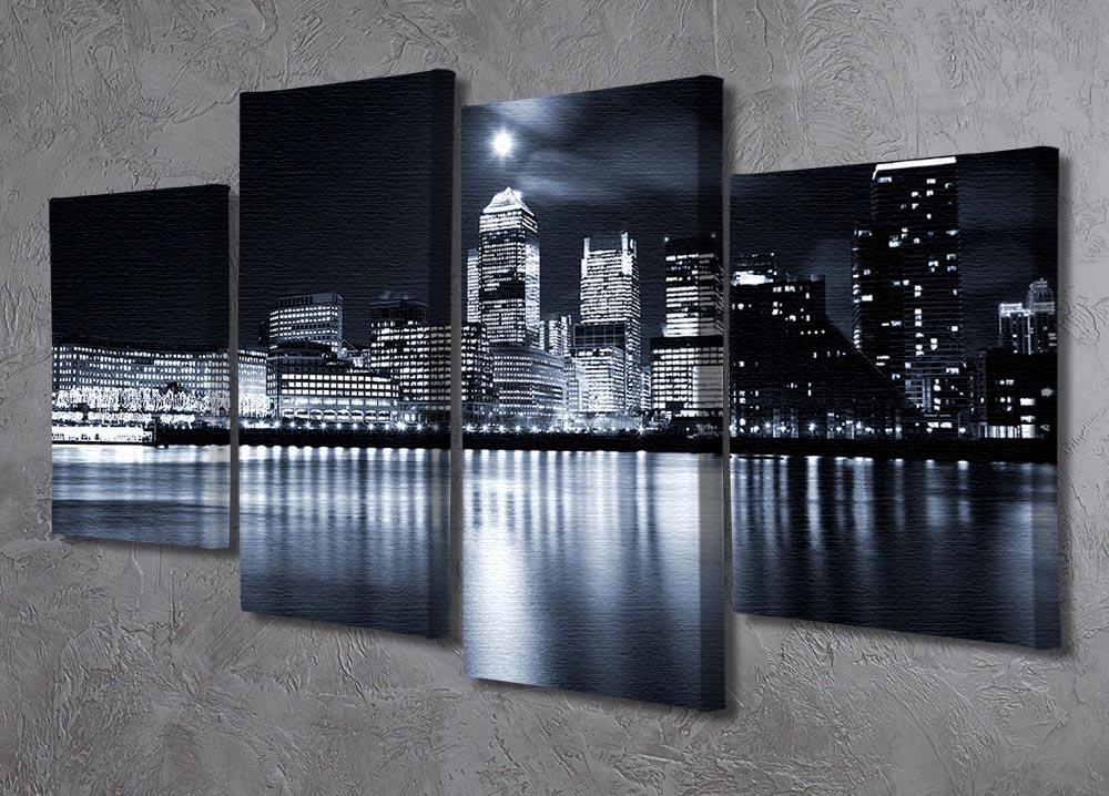 Full moon over London skyscrapers 4 Split Panel Canvas  - Canvas Art Rocks - 2