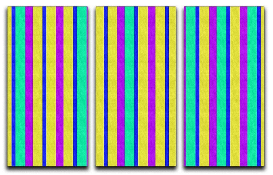 Funky Stripes Multi 1 3 Split Panel Canvas Print - Canvas Art Rocks - 1