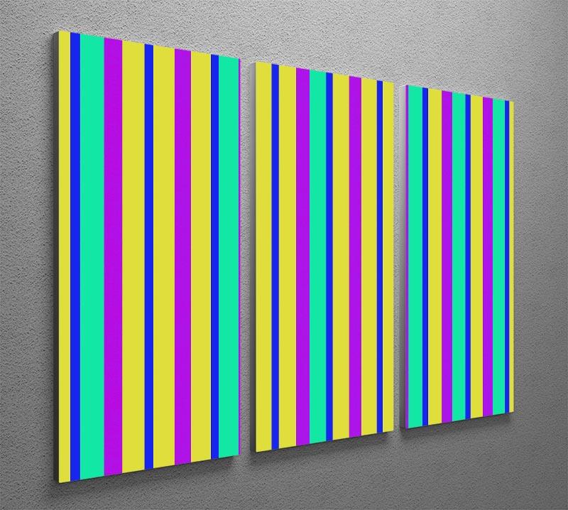 Funky Stripes Multi 1 3 Split Panel Canvas Print - Canvas Art Rocks - 2