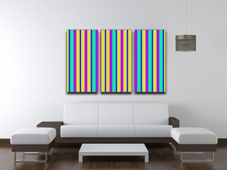 Funky Stripes Multi 1 3 Split Panel Canvas Print - Canvas Art Rocks - 3