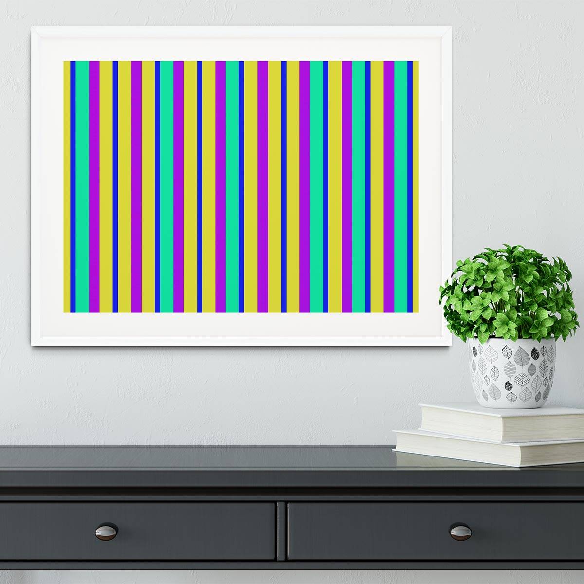 Funky Stripes Multi 1 Framed Print - Canvas Art Rocks - 5