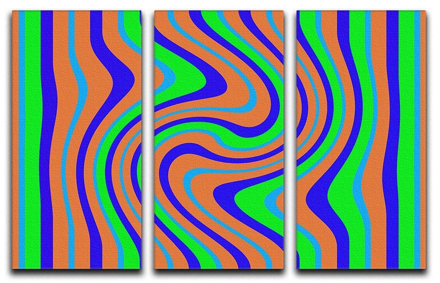 Funky Stripes Swirl 1 3 Split Panel Canvas Print - Canvas Art Rocks - 1