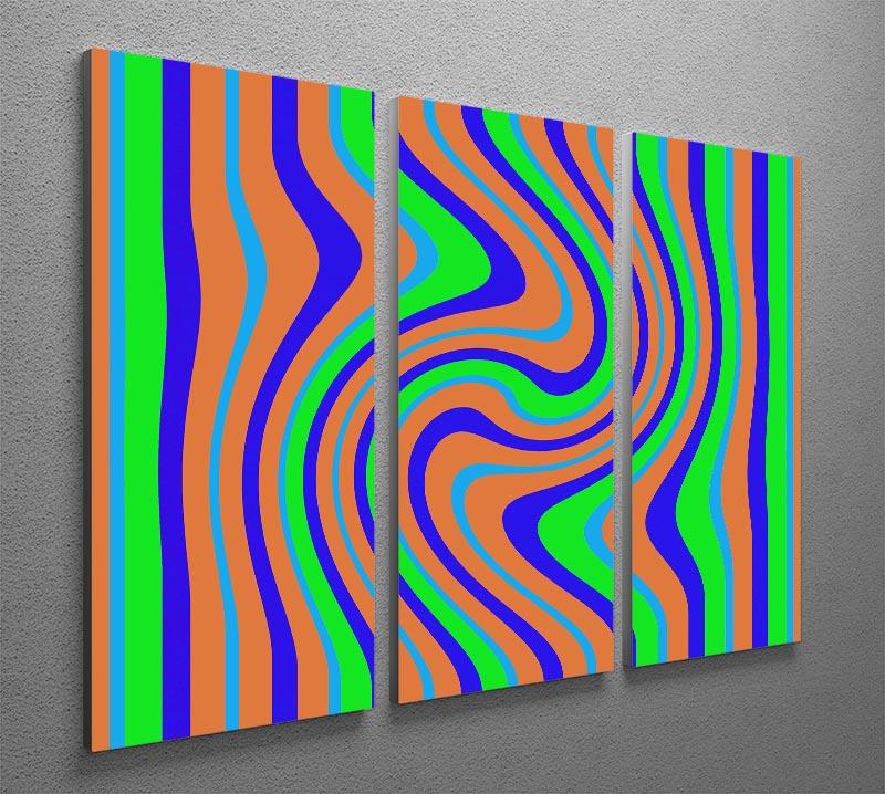 Funky Stripes Swirl 1 3 Split Panel Canvas Print - Canvas Art Rocks - 2