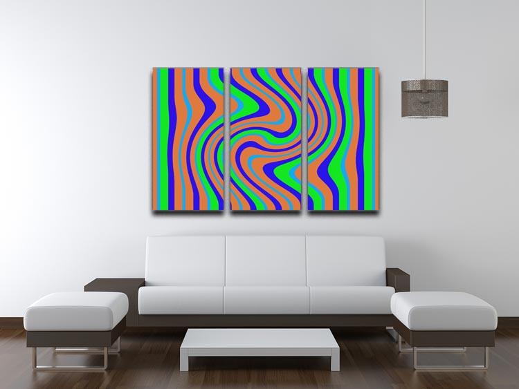Funky Stripes Swirl 1 3 Split Panel Canvas Print - Canvas Art Rocks - 3