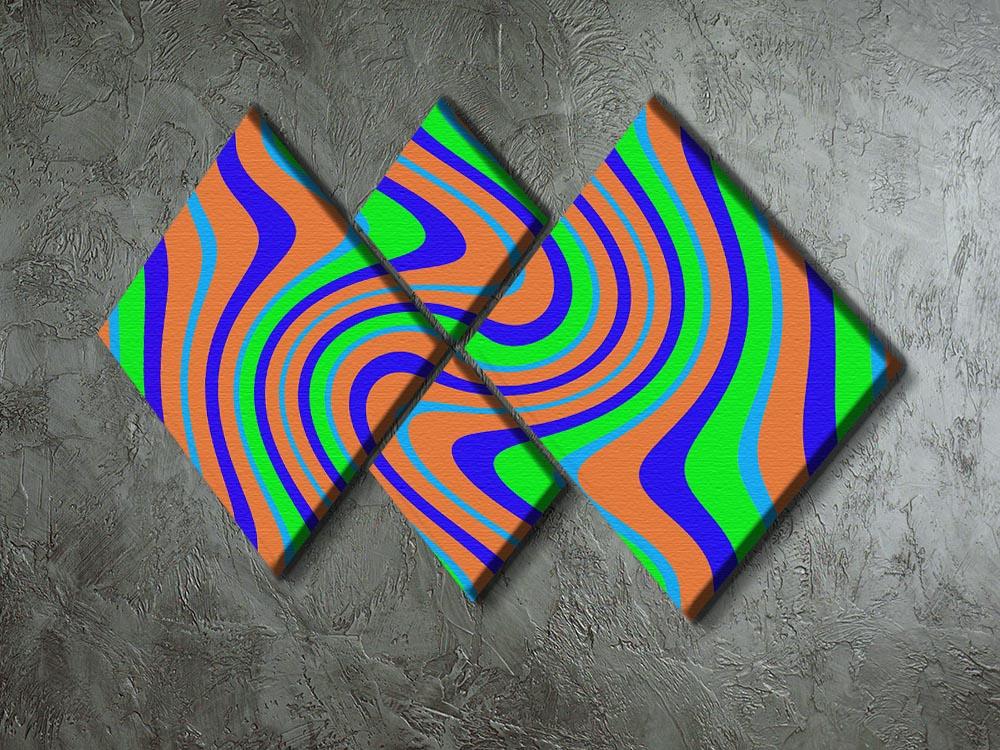Funky Stripes Swirl 1 4 Square Multi Panel Canvas - Canvas Art Rocks - 2