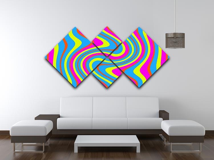 Funky Stripes Swirl 2 4 Square Multi Panel Canvas - Canvas Art Rocks - 3
