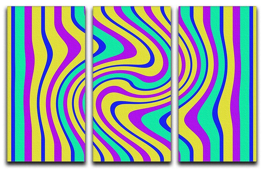Funky Stripes Swirl 3 Split Panel Canvas Print - Canvas Art Rocks - 1