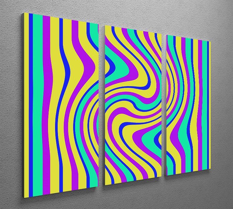 Funky Stripes Swirl 3 Split Panel Canvas Print - Canvas Art Rocks - 2
