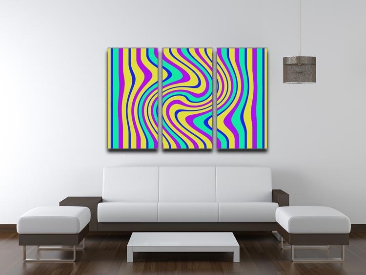 Funky Stripes Swirl 3 Split Panel Canvas Print - Canvas Art Rocks - 3