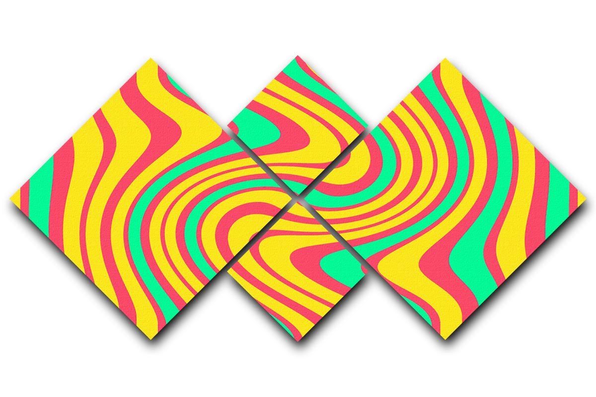 Funky Stripes Swirl 4 4 Square Multi Panel Canvas  - Canvas Art Rocks - 1