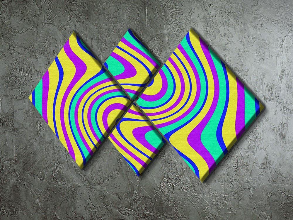 Funky Stripes Swirl 4 Square Multi Panel Canvas - Canvas Art Rocks - 2