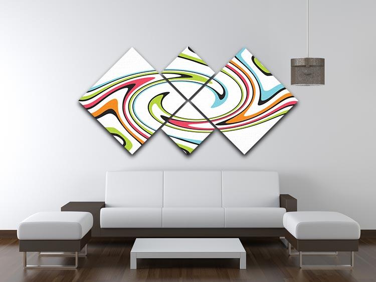 Funky Twirl 4 Square Multi Panel Canvas - Canvas Art Rocks - 3