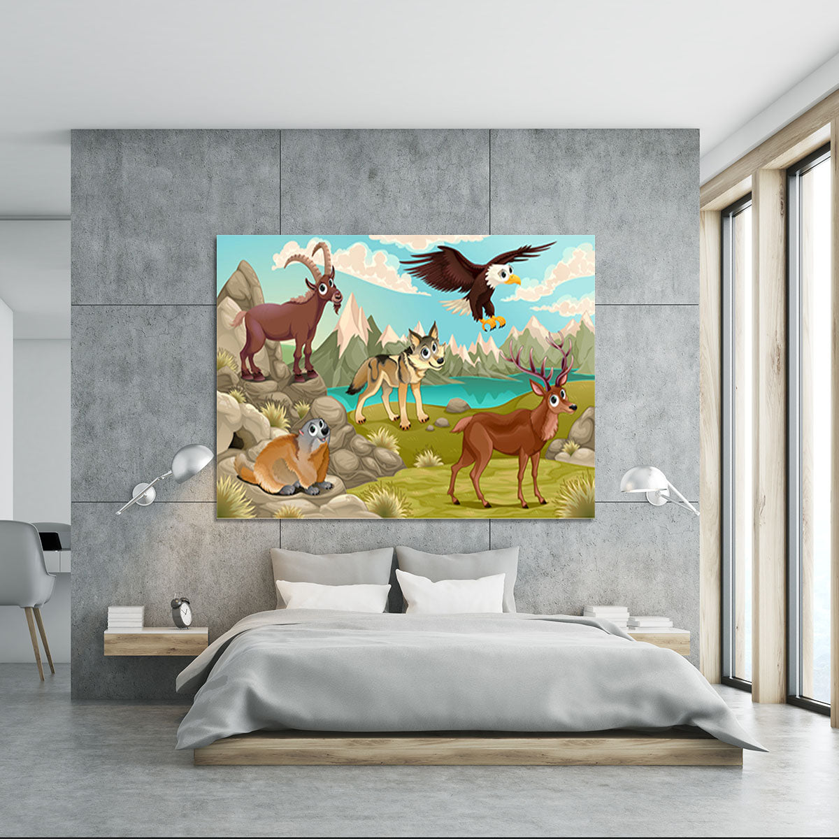 Funny animals in a mountain landscape Canvas Print or Poster - Canvas Art Rocks - 5