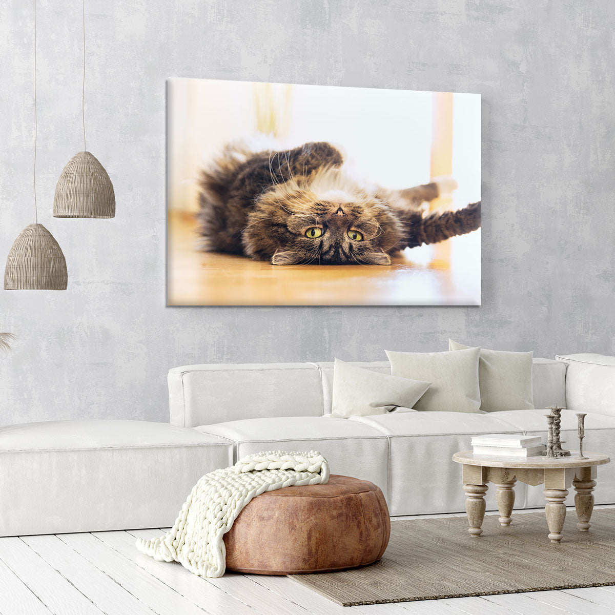 Funny cat is lying relaxed on his back Canvas Print or Poster - Canvas Art Rocks - 6