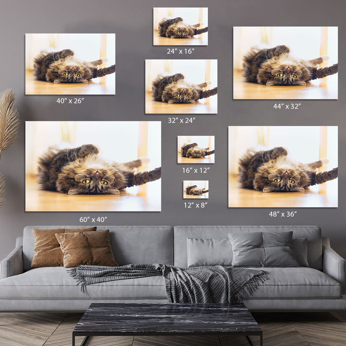 Funny cat is lying relaxed on his back Canvas Print or Poster - Canvas Art Rocks - 7