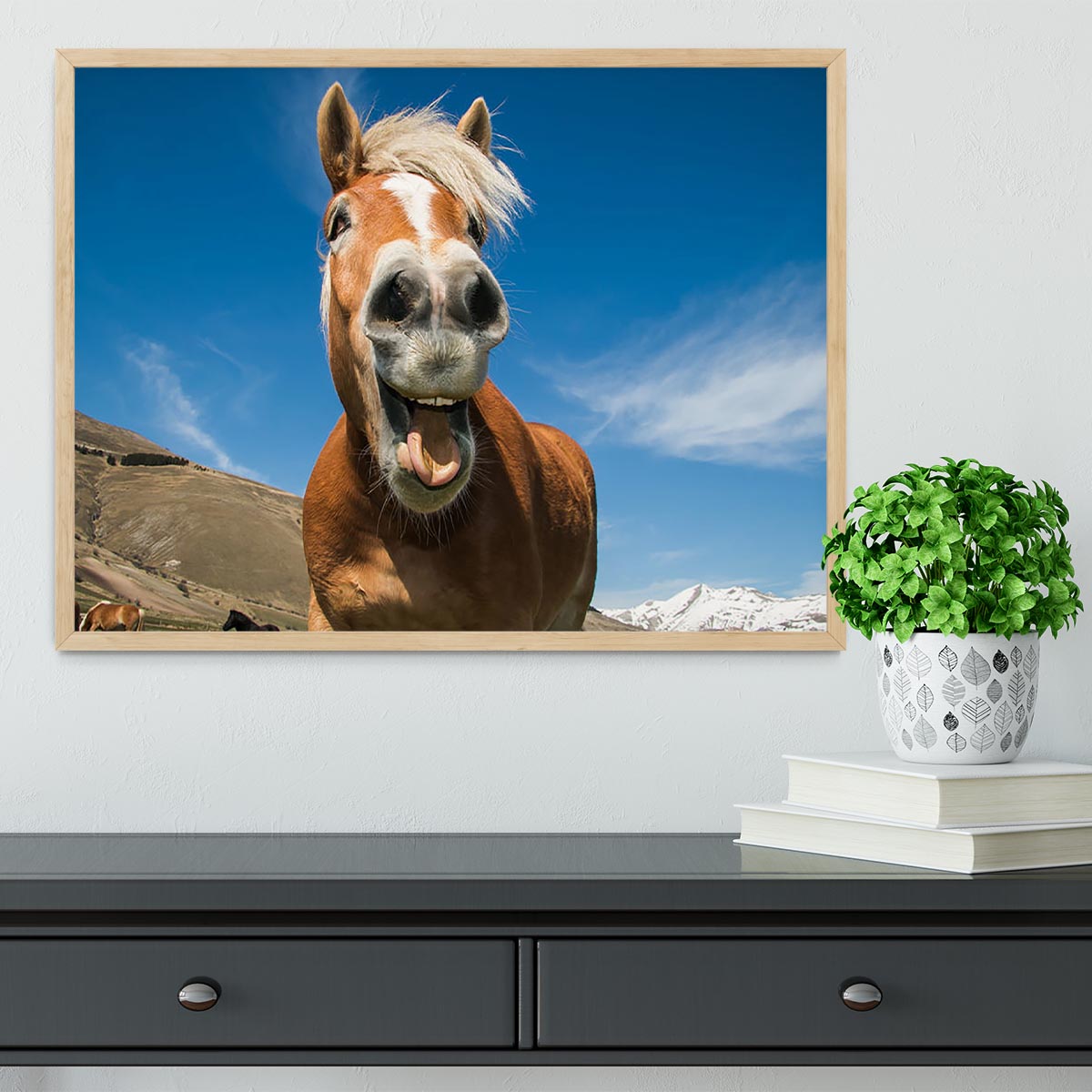 Funny shot of horse with crazy expression Framed Print - Canvas Art Rocks - 4
