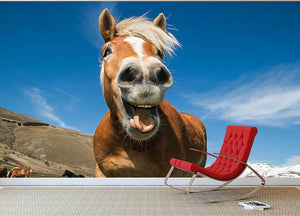 Funny shot of horse with crazy expression Wall Mural Wallpaper - Canvas Art Rocks - 2