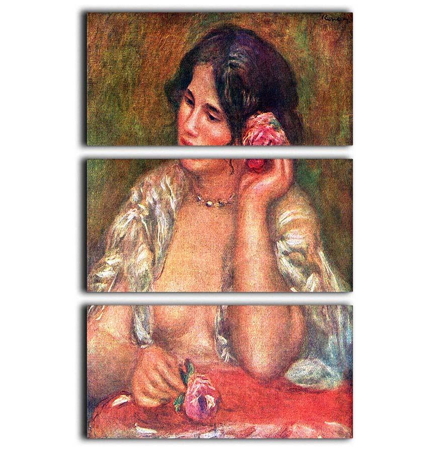 Gabriele with a rose by Renoir 3 Split Panel Canvas Print - Canvas Art Rocks - 1