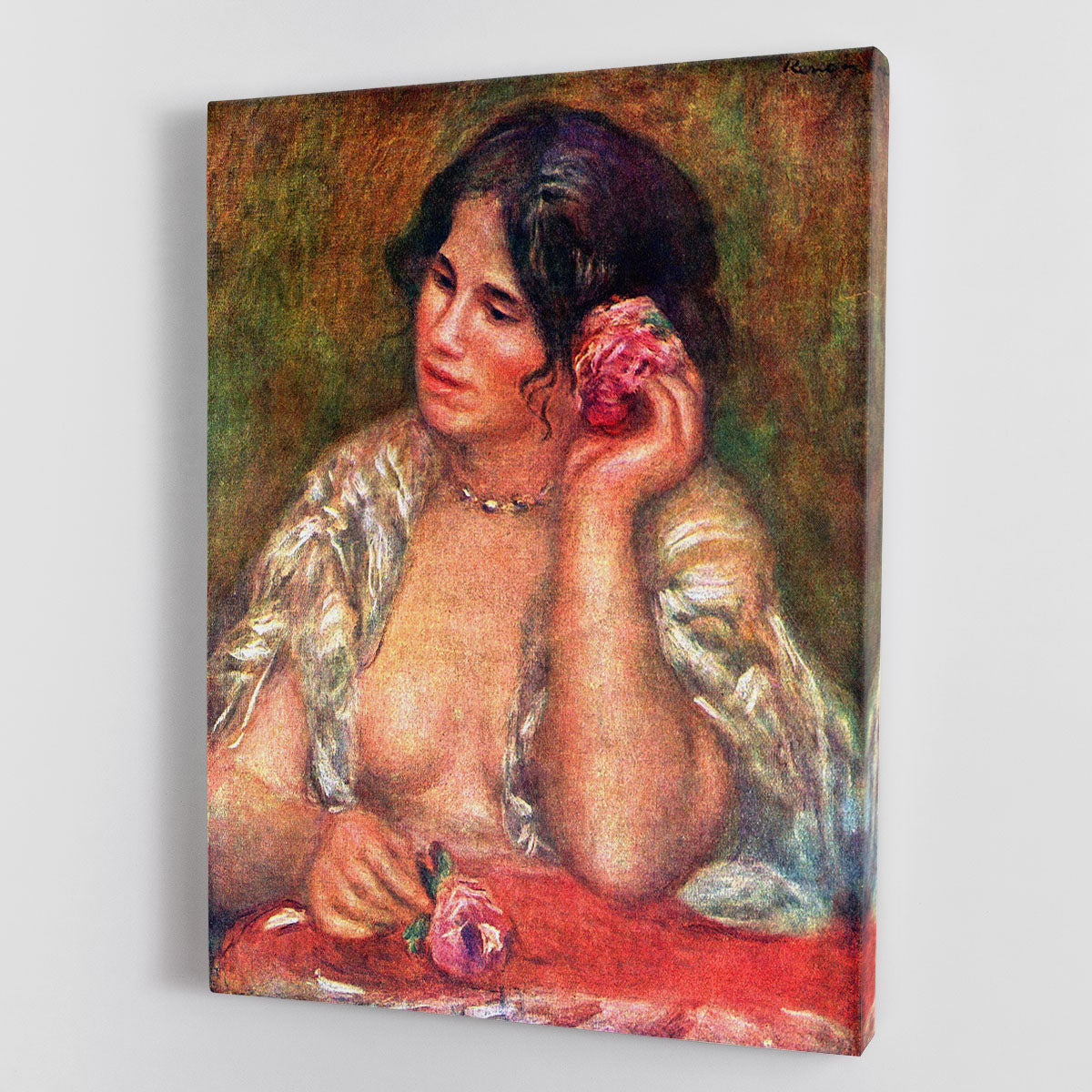 Gabriele with a rose by Renoir Canvas Print or Poster - Canvas Art Rocks - 1