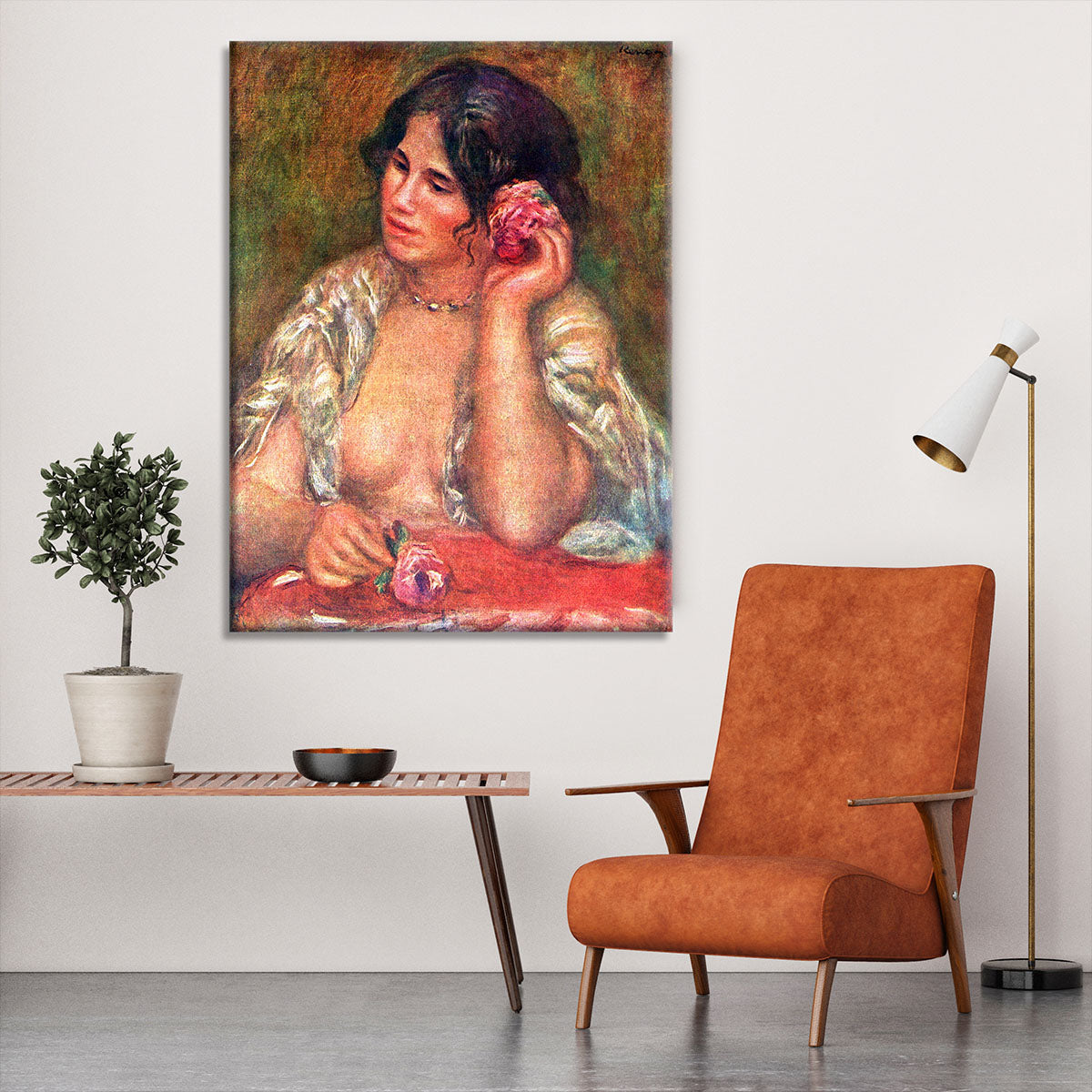 Gabriele with a rose by Renoir Canvas Print or Poster - Canvas Art Rocks - 6