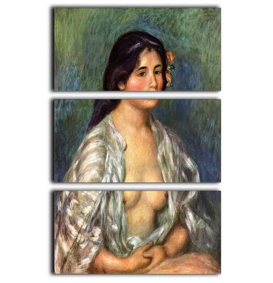 Gabrielle with open blouse by Renoir 3 Split Panel Canvas Print - Canvas Art Rocks - 1