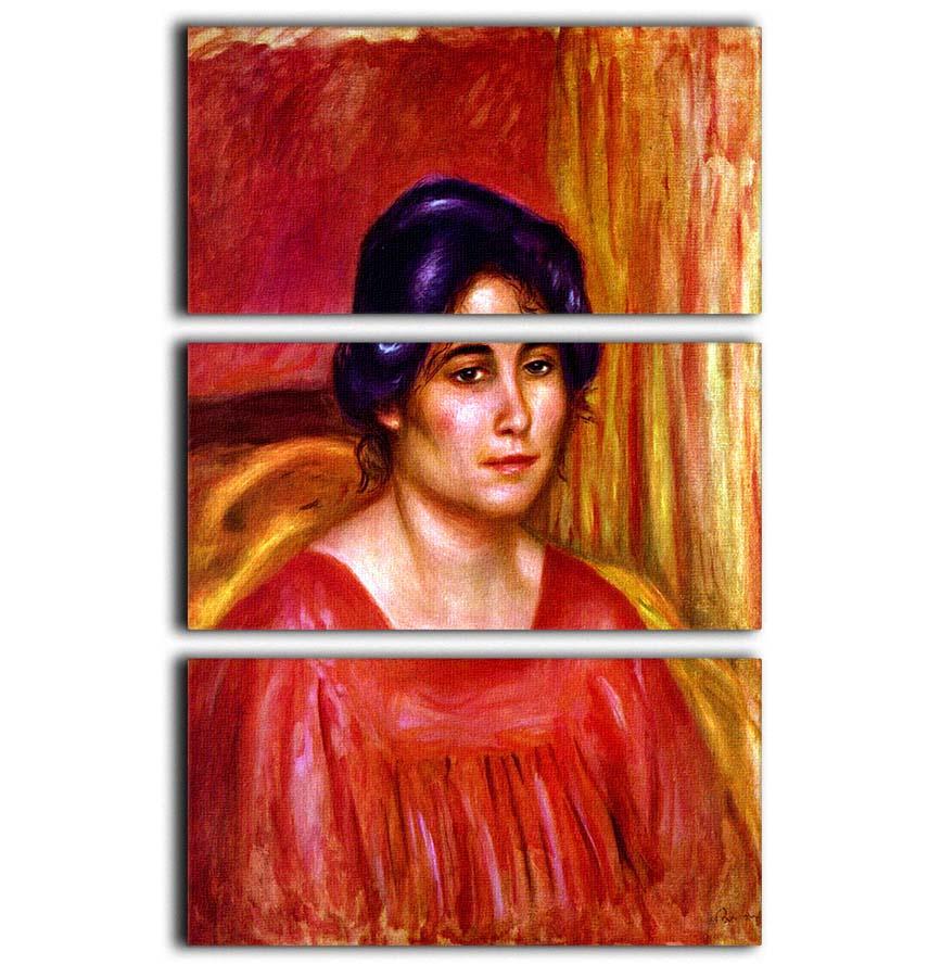 Gabrielle with red blouse by Renoir 3 Split Panel Canvas Print - Canvas Art Rocks - 1