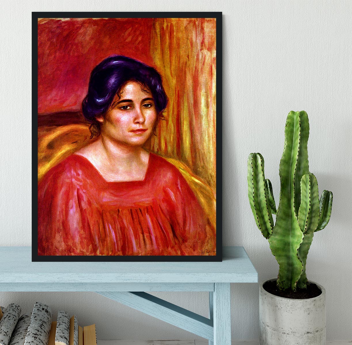Gabrielle with red blouse by Renoir Framed Print - Canvas Art Rocks - 2