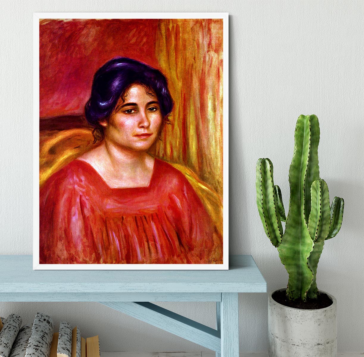 Gabrielle with red blouse by Renoir Framed Print - Canvas Art Rocks -6