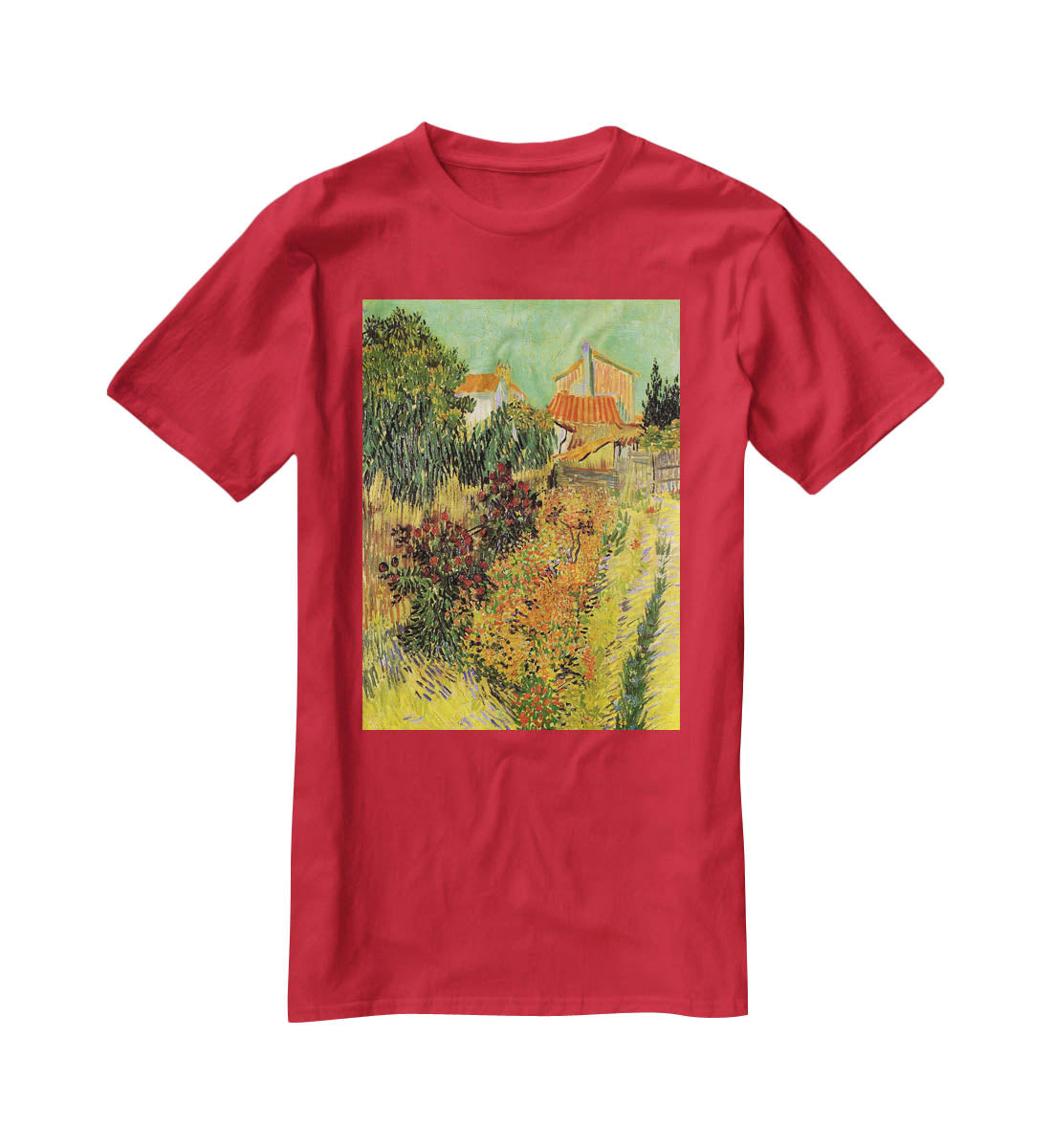 Garden Behind a House by Van Gogh T-Shirt - Canvas Art Rocks - 4