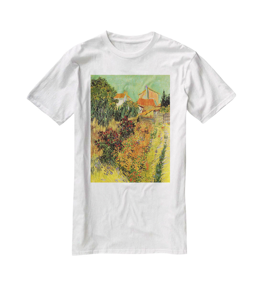 Garden Behind a House by Van Gogh T-Shirt - Canvas Art Rocks - 5