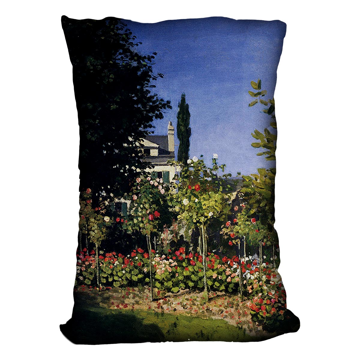 Garden In Flower At Sainte Adresse by Monet Cushion