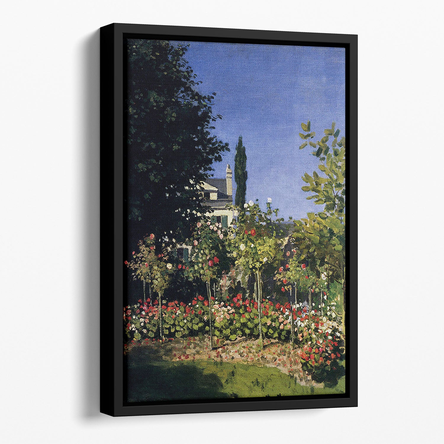 Garden In Flower At Sainte Adresse by Monet Floating Framed Canvas