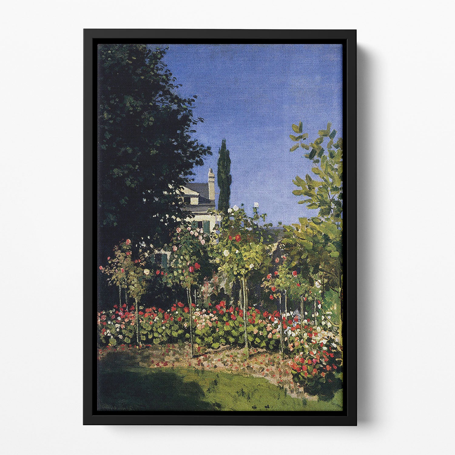 Garden In Flower At Sainte Adresse by Monet Floating Framed Canvas