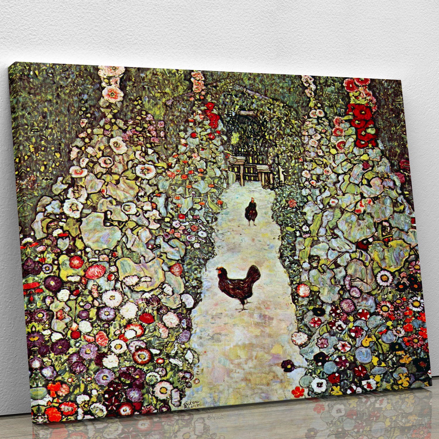 Garden Path with Chickens by Klimt Canvas Print or Poster - Canvas Art Rocks - 1