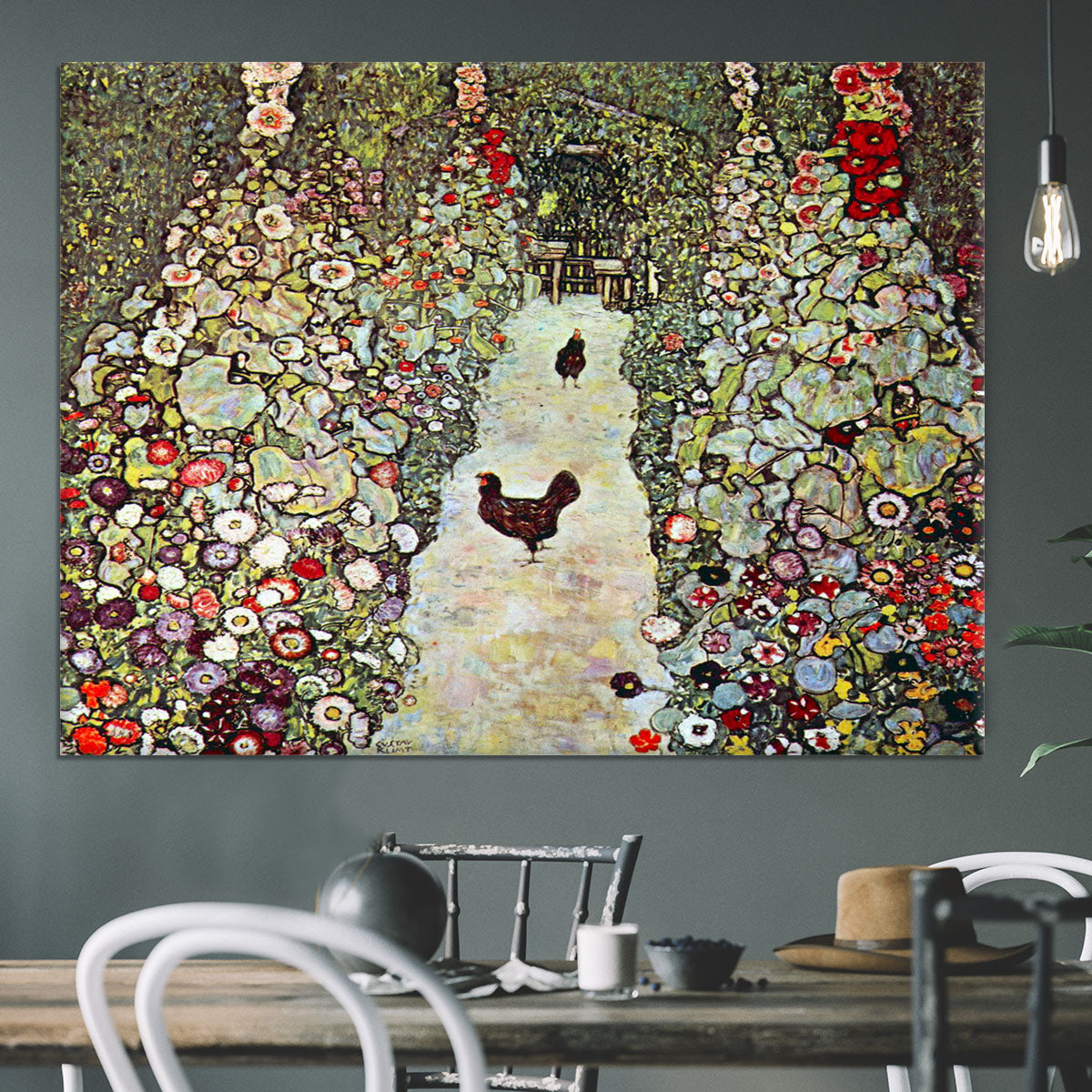 Garden Path with Chickens by Klimt Canvas Print or Poster - Canvas Art Rocks - 3