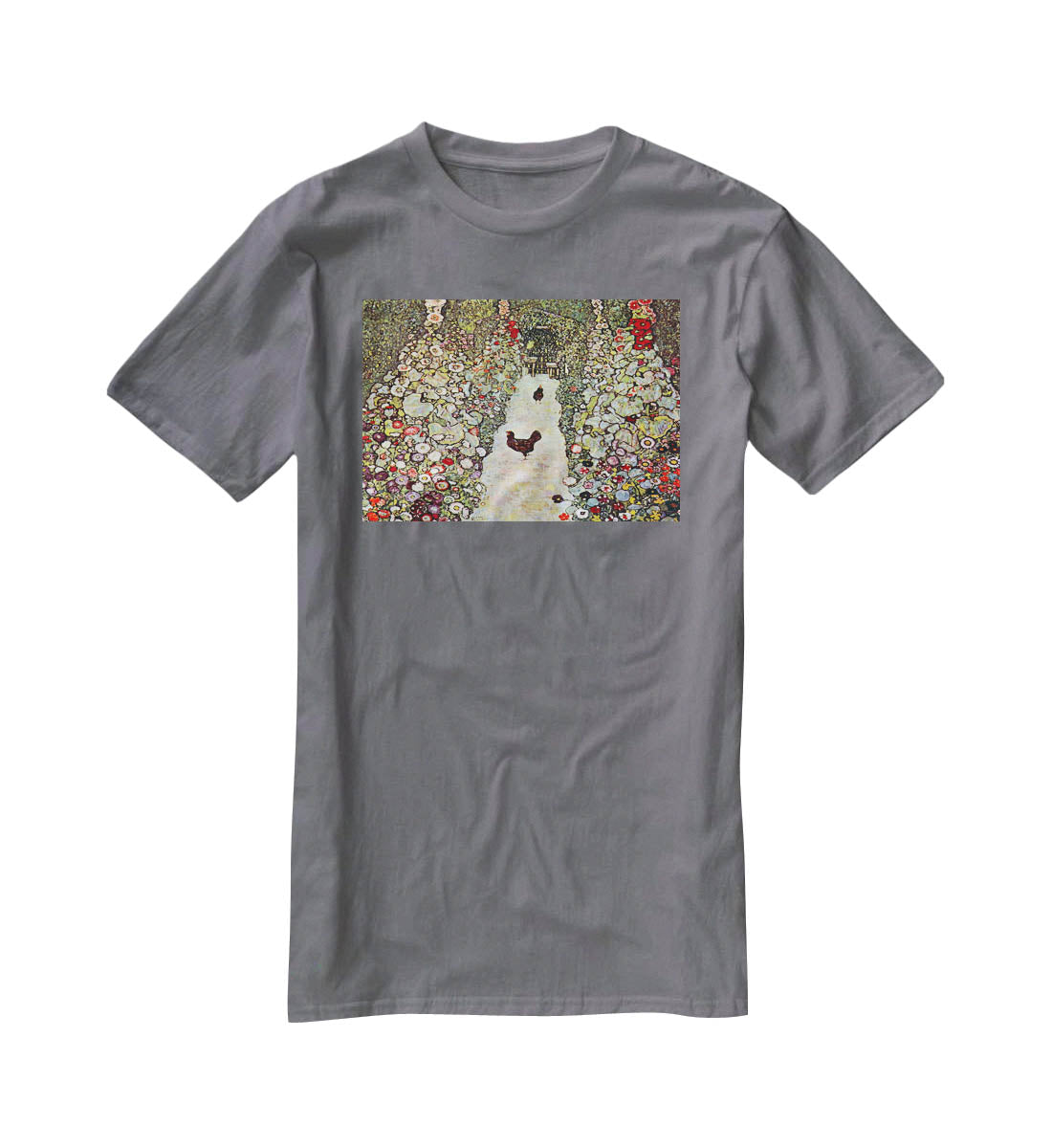 Garden Path with Chickens by Klimt T-Shirt - Canvas Art Rocks - 3