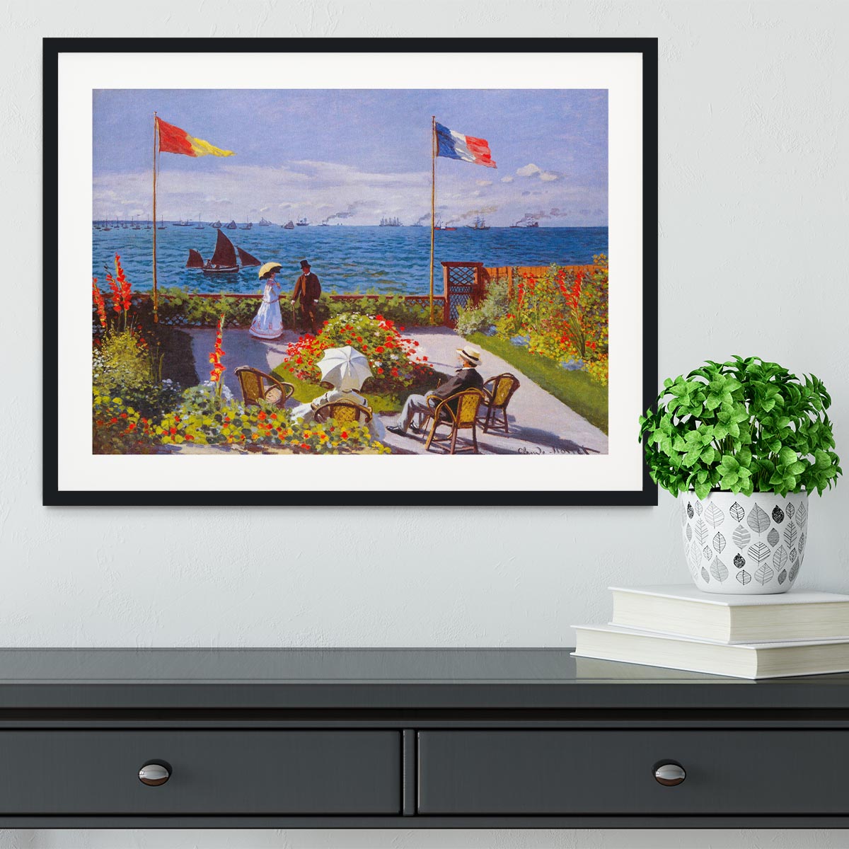 Garden at Sainte Adresse 2 by Monet Framed Print - Canvas Art Rocks - 1