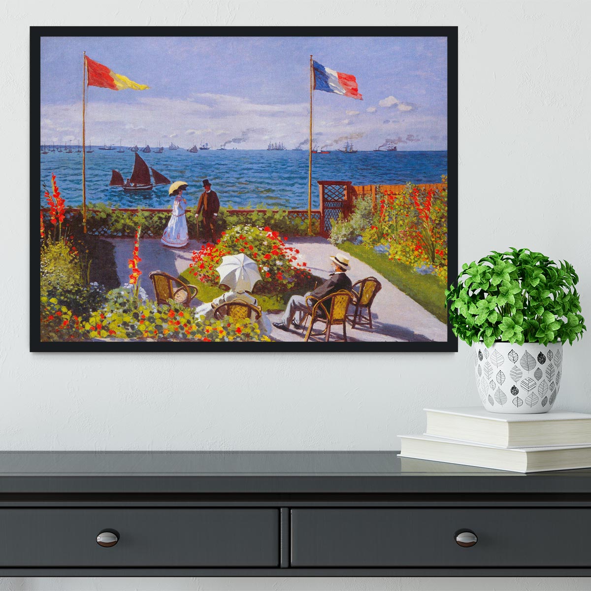 Garden at Sainte Adresse 2 by Monet Framed Print - Canvas Art Rocks - 2